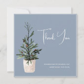 ほこりっぽい青と黒のクリスマスツリー結婚ズ サンキューカード (正面)