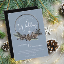ほこりっぽい青と黒のクリスマスリース結婚ズ