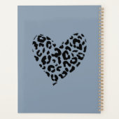 ほこりっぽい青と黒ヒョウのパターンハート プランナー手帳 (裏面)
