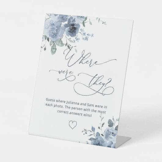 ほこりっぽい青どこ彼らはブライダルシャワーゲーム 台座サイン (正面)