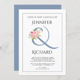 ほこりっぽい青のアンパサンド、ピンクのバラ結婚のバーチャル 招待状