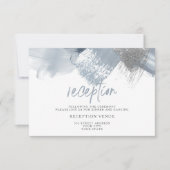 ほこりっぽい青のシックなブラシストローク 招待状 (正面)