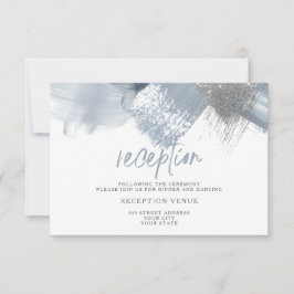 ほこりっぽい青のシックなブラシストローク 招待状