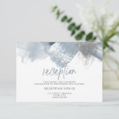 ほこりっぽい青のシックなブラシストローク 招待状 (スタンド正面)