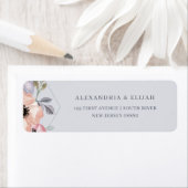 ほこりっぽい青のジオメトリックウォーターのカラーフローラ | 結婚s ラベル (インサイチュ)