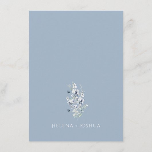 ほこりっぽい青のタイムラインカード | エレガント春フローラ エンクロージャーカード (裏面)