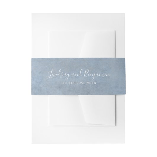 ほこりっぽい青のテクスチモダンャ結婚ーズ 招待状ベリーバンド (正面例)