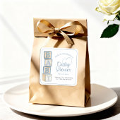 ほこりっぽい青のベビーブロック ベビーシャワー お土産シール スクエアシール