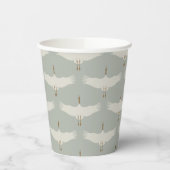 ほこりっぽい青の中性の鳥の鶴のアールデコパターン 紙コップ (左)