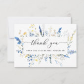 ほこりっぽい青の優美なワイルドフラワーズボホブライダルシャワー サンキューカード (正面)