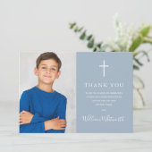 ほこりっぽい青の写真 ファースト・ホーリー・コミュニオン サンキューカード (スタンド正面)