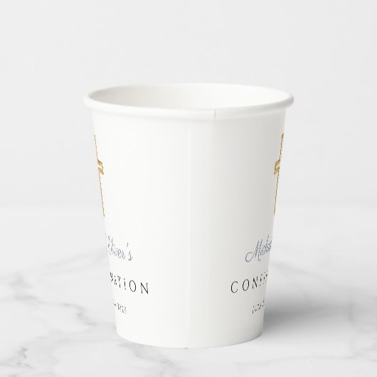 ほこりっぽい青の宗教十字少年の確認 紙コップ (右)