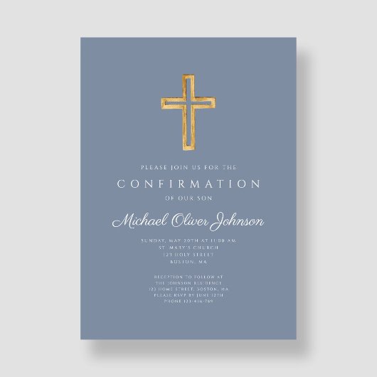 ほこりっぽい青の宗教的な木製クロスボーイの確認 招待状