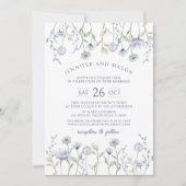 ほこりっぽい青の小さなヤナギ結婚式招待状 招待状