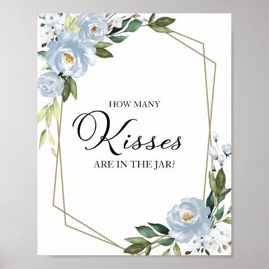 ほこりっぽい青の幾何学的フローラいくつのキス記号 ポスター (正面)