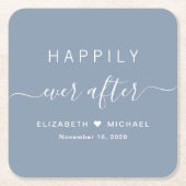 ほこりっぽい青の後ずっと幸せに結婚なって スクエアペーパーコースター (正面)