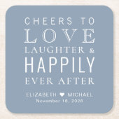 ほこりっぽい青の後ずっと幸せに結婚なって スクエアペーパーコースター (正面)