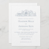 ほこりっぽい青の招待状 会場のスケッチ付き 招待状 (正面/裏面)