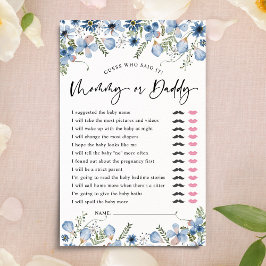 ほこりっぽい青の推測誰がママまたはパパ赤ちゃんシャワーゲーム