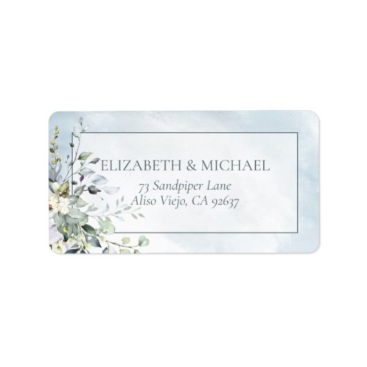 ほこりっぽい青の植物緑の水の色アドレス ラベル (正面)