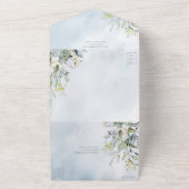 ほこりっぽい青の植物緑の水色スクリプト オールインワン招待状 (外側)