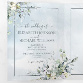 ほこりっぽい青の植物緑の水色スクリプト 三つ折り招待状 (内部最初)