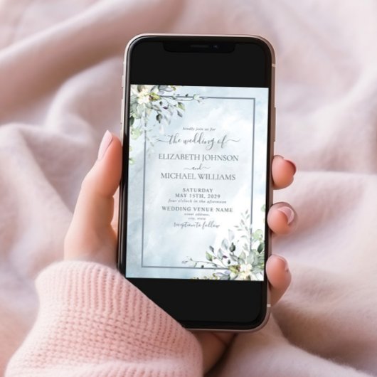 ほこりっぽい青の植物緑の水色スクリプト 招待状