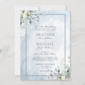 ほこりっぽい青の植物緑の水色スクリプト 招待状 (正面)