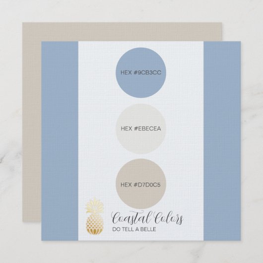 ほこりっぽい青の沿岸色パレットカード 招待状 (正面/裏面)