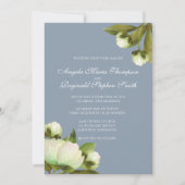 ほこりっぽい青の白い牡丹 招待状 (正面)