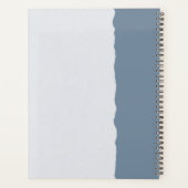 ほこりっぽい青の白い装飾されたエッジ色ブロックモノグラム プランナー手帳 (裏面)