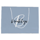 ほこりっぽい青の白黒モノグラム ラージペーパーバッグ (裏面)