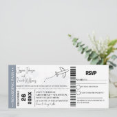 ほこりっぽい青の結婚式招待状 航空券 招待状 (スタンド正面)