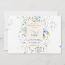 ほこりっぽい青の繊細なワイルドフラワー婚約パーティ