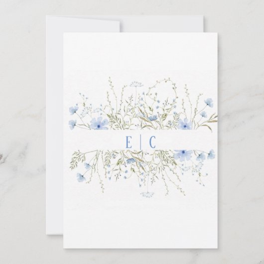 ほこりっぽい青の繊細なワイルドフラワー結婚式招待状 招待状 (裏面)