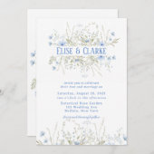 ほこりっぽい青の繊細なワイルドフラワー結婚式招待状 招待状 (正面/裏面)
