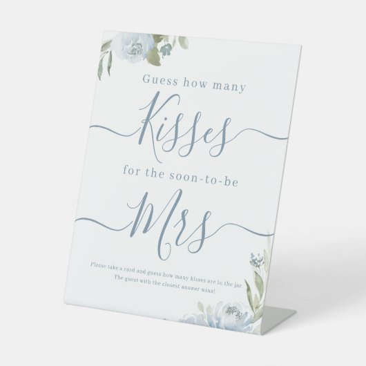 ほこりっぽい青の花のキスの数当てゲームの看板 台座サイン (正面)