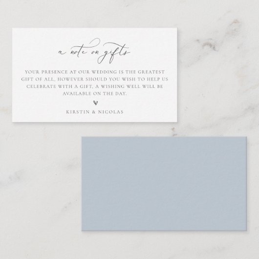 ほこりっぽい青の贈り物に関する結婚メモ エンクロージャーカード (正面/裏面)