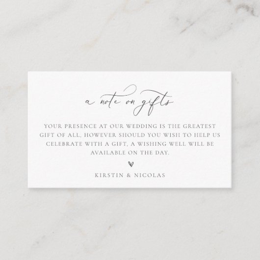 ほこりっぽい青の贈り物に関する結婚メモ エンクロージャーカード (正面)