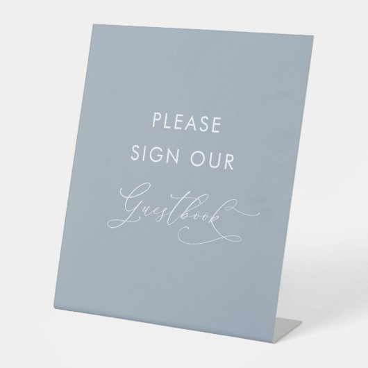ほこりっぽい青の赤ちゃんシャワーのゲストブックサイン 台座サイン (正面)