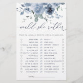 ほこりっぽい青は彼女はむしろブライダルシャワー試合だろう (正面)