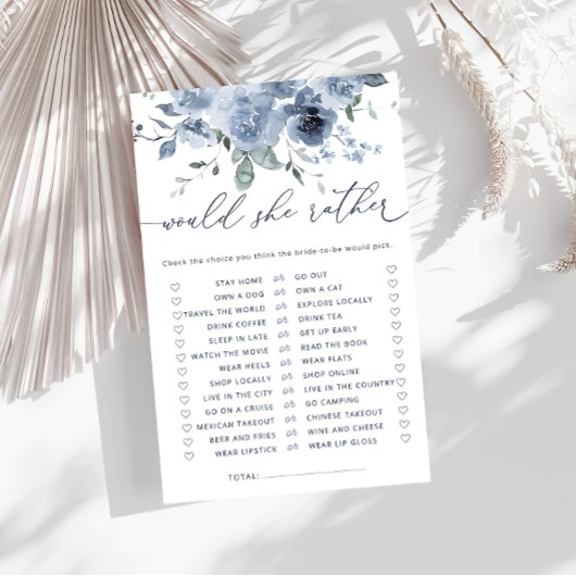 ほこりっぽい青は彼女はむしろブライダルシャワー試合だろう