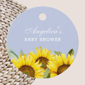 ほこりっぽい青ひまわり赤ちゃん女の子シャワーありがとう フェイバータグ