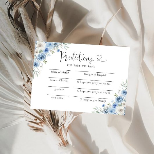 ほこりっぽい青アイボリー赤ちゃんシャワー予測カード 招待状