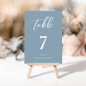 ほこりっぽい青エレガントなウェディングテーブルナンバーカード 招待状