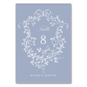 ほこりっぽい青エレガントフランスのフローラ テーブルナンバー (裏面)