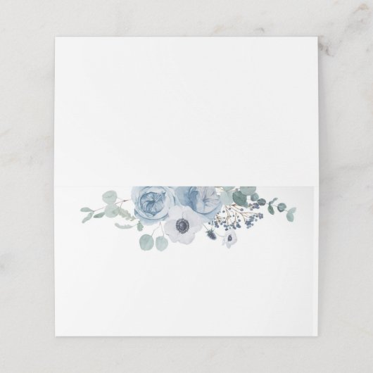 ほこりっぽい青エレガントフローラア結婚ネモン プレイスカード (外部開封)