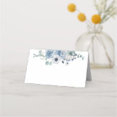 ほこりっぽい青エレガントフローラア結婚ネモン プレイスカード (正面)