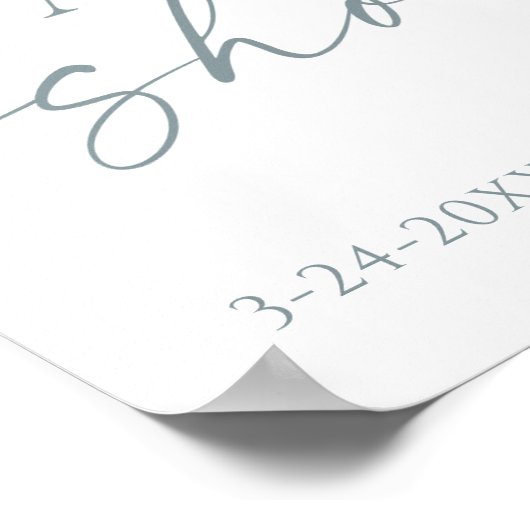 ほこりっぽい青エレガントフローラバラベビーシャワーへようこそ ポスター (角)