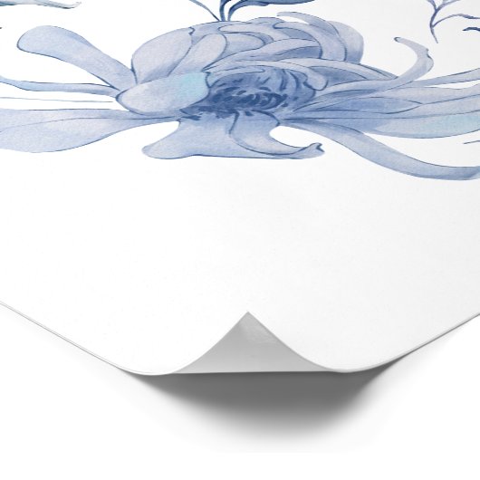 ほこりっぽい青エレガントブライダルシャワー歓迎サイン ポスター (角)